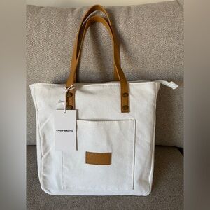 Cozy Earth Natural Lined White Canvas Tote Bag